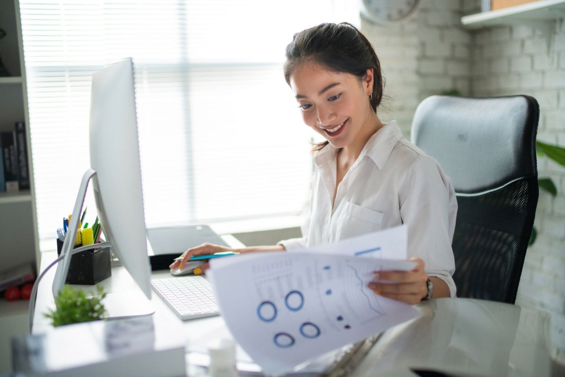 young women happy with work